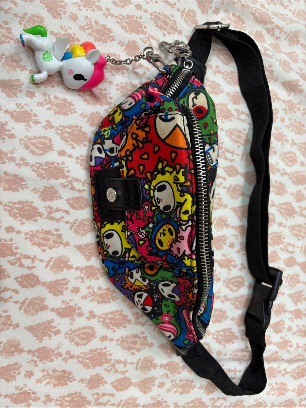 tokidoki Multicolor Character Print Waist Bag with Unicorn Charm